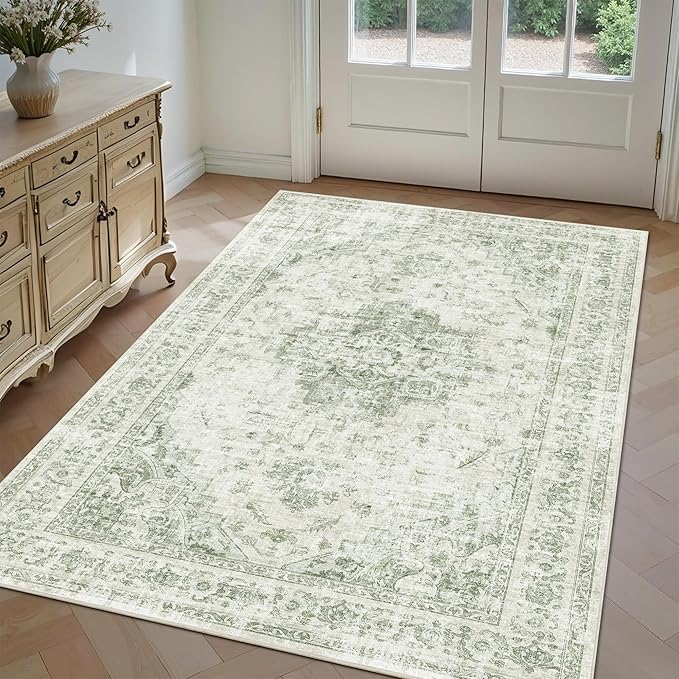 3x5 Vintage Washable Area Rugs Boho Medallion Large Distressed Retro Accent - Image 4