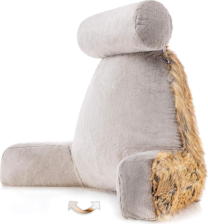 Husband Pillow XXL Ultra Rare Baby Amber Fox Fabulous Faux Fur Backrest - Image 3