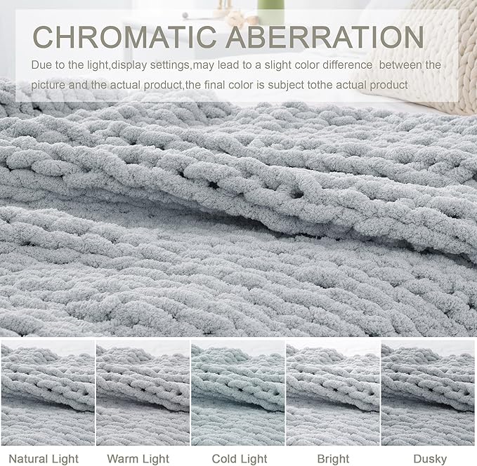 Chunky Knit Throw Blanket 50"X 60", 100% Handmade - Image 6