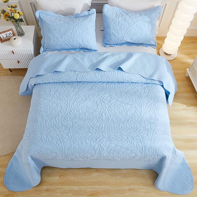 MarCielo 3-Piece 100% Cotton Oversized Bedspread Lightweight Quilt Coverlet - Image 2