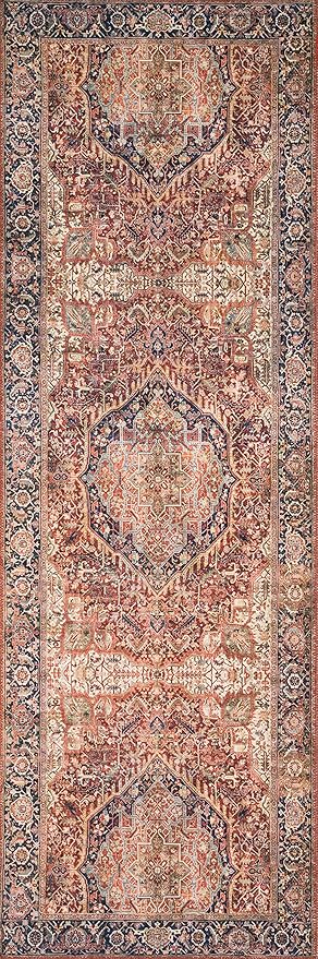 Loloi Layla Collection LAY-08 Red/Navy 2'-6" x 9'-6" .13" Thick Runner Rug - Image 3