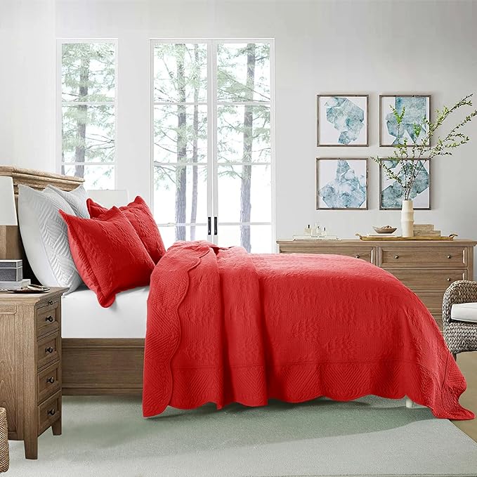 MarCielo 3-Piece Christmas Quilt 100% Cotton Oversized Bedspread Lightweight - Image 5