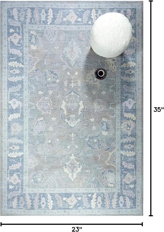 Fame Rugs Gray Modern Oushak Rug 5x7, Washable Vintage Turkish Colorful - Image 2