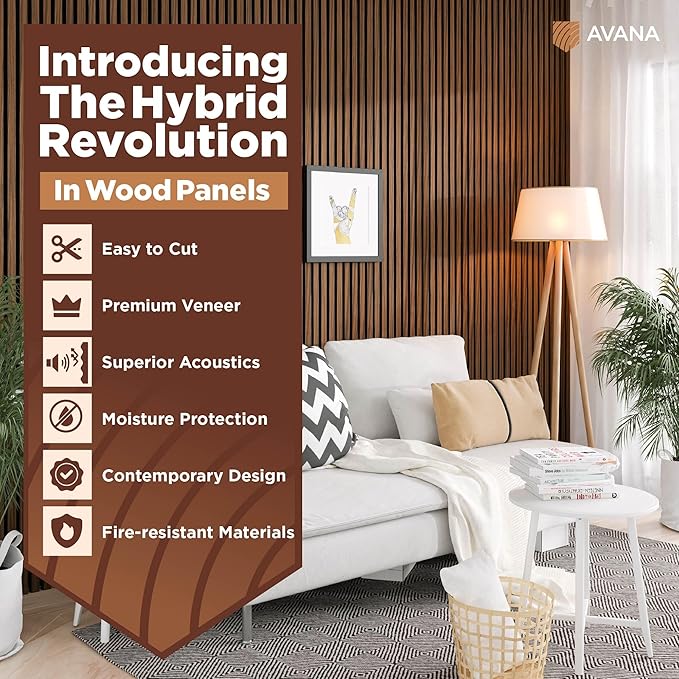 Avana Acoustic Wood Wall Panels – 47.2 x 12.6 Inch Rustic Walnut Acoustic - Image 2