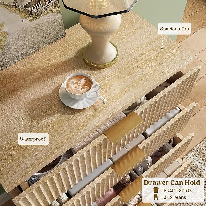 Lulive Dresser for Bedroom Wood Tall Dressers Drawers, Fluted Modern Dresser 5 - Image 4
