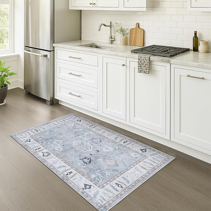 Fame Rugs Gray Modern Oushak Rug 5x7, Washable Vintage Turkish Colorful - Image 5