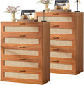 LEYAOYAO Rattan Dresser for Bedroom Set 2, Modern 5 Drawers Boho Dressers by LEYAOYAO-Findtheshiningpointofyourideallife%EF%BC%81