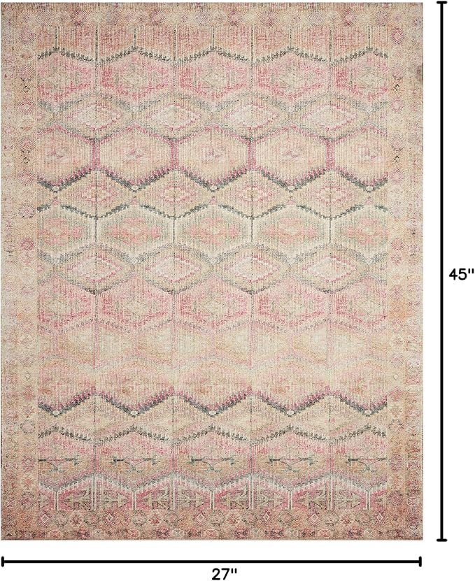 Loloi Layla Collection LAY-17 Pink/Lagoon 2'-3" x 3'-9" .13" Thick Accent Rug - Image 2