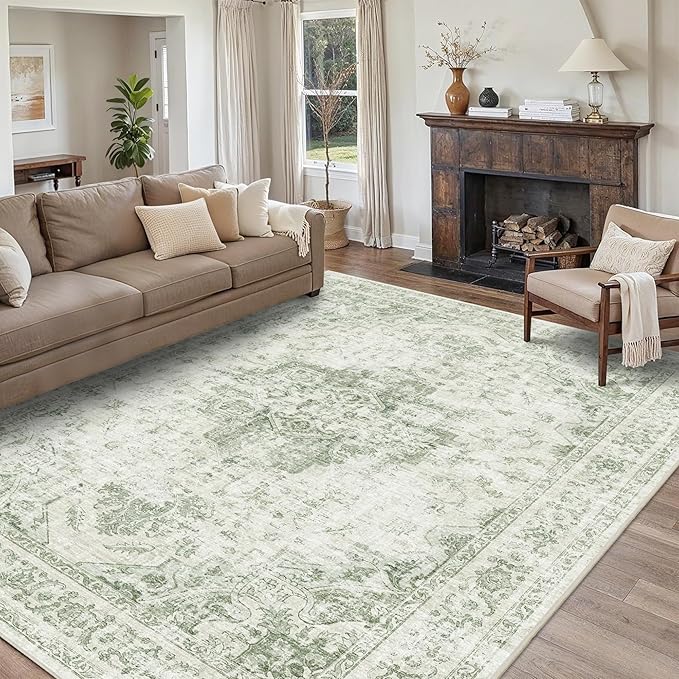 8x10 Vintage Washable Area Rugs Boho Medallion Large Distressed Retro Accent - Image 2