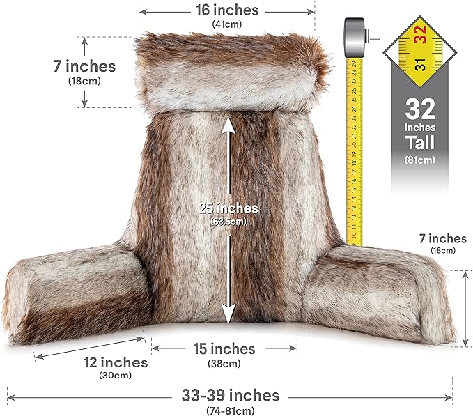 Husband Pillow XXL Rare Baby Coyote Fabulous Faux Fur Backrest, 2-Tone - Image 4