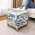 Adeco 18 Inch High Cube Ottoman Storage, Linen Chair Foot Stools, Upholstered by Adeco