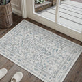 Blue 2x3 Entryway Rug Vintage Area Carpet Indoor Kitchen Washable Door Mat by PureCozy