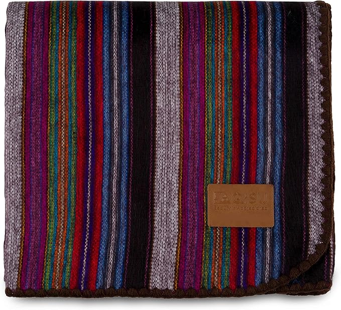 QISU Alpaca Wool Blanket Throw | Large, Variegated | 85 x 65 inches | Ultra-Soft by QISU