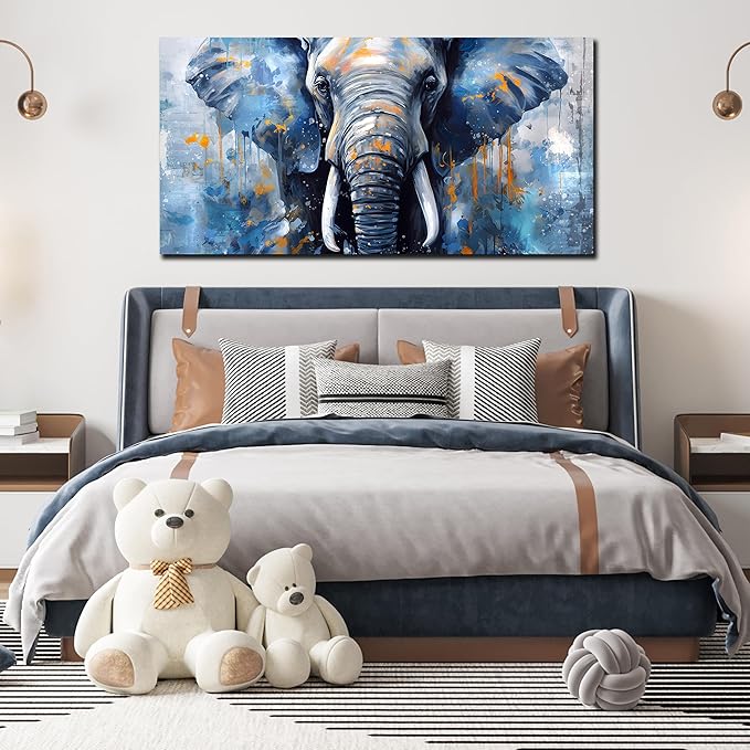 ENTANUB Elephant Wall Art for Living Room, Animal Canvas Print Painting for - Image 4