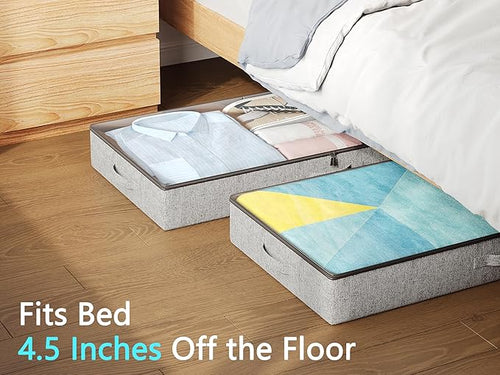 2-Pack Under Bed Storage Containers, 4.5 Inches Tall Low Profile Underbed - Image 2