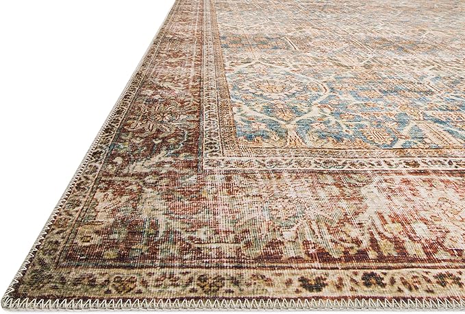 Loloi Layla Collection LAY-04 Ocean/Rust 2'-6" x 9'-6" .13" Thick Runner Rug - Image 5
