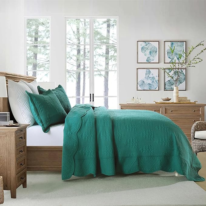 MarCielo 3-Piece Christmas Quilt 100% Cotton Oversized Bedspread Lightweight - Image 5
