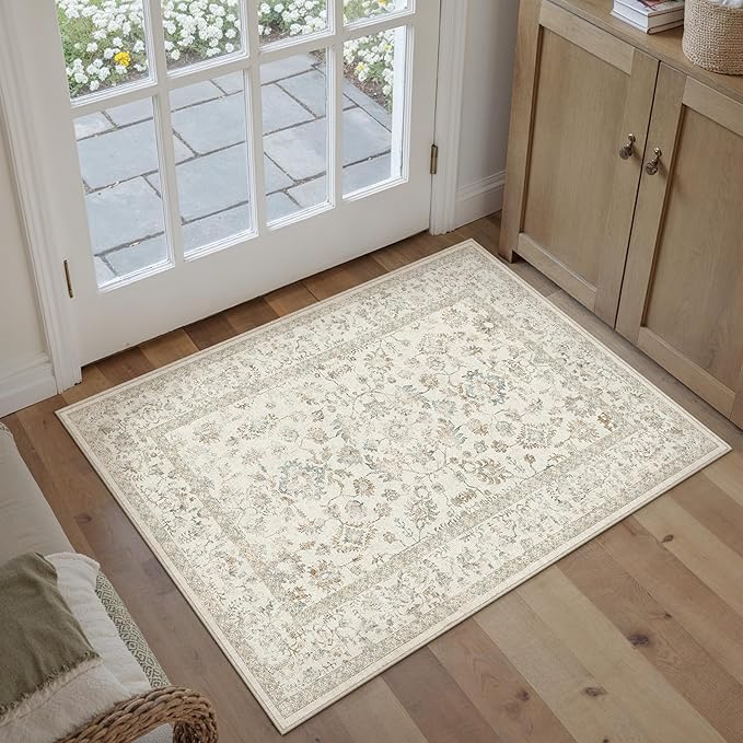2x3 Taupe Entryway Area Rug Machine Washable Door Mat Kitchen Vintage - Image 3