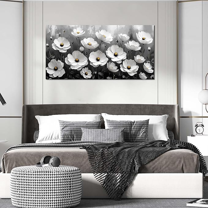 Prepeyssee Black and White Botanical Wall Art floral wall decor - Image 2