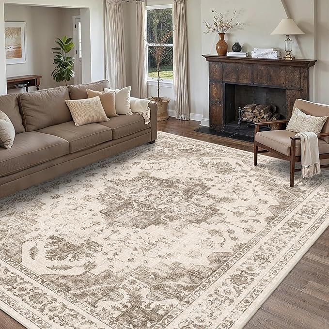 8x10 Vintage Washable Area Rugs Boho Medallion Large Distressed Retro Accent - Image 2