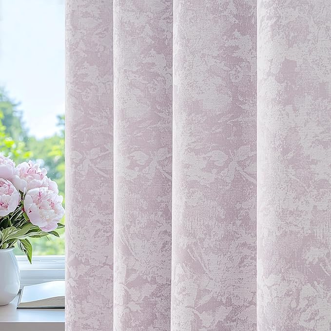 Beauoop Purple Floral Jacquard Blackout Curtains 96 Inches Long 2 Panels by Beauoop