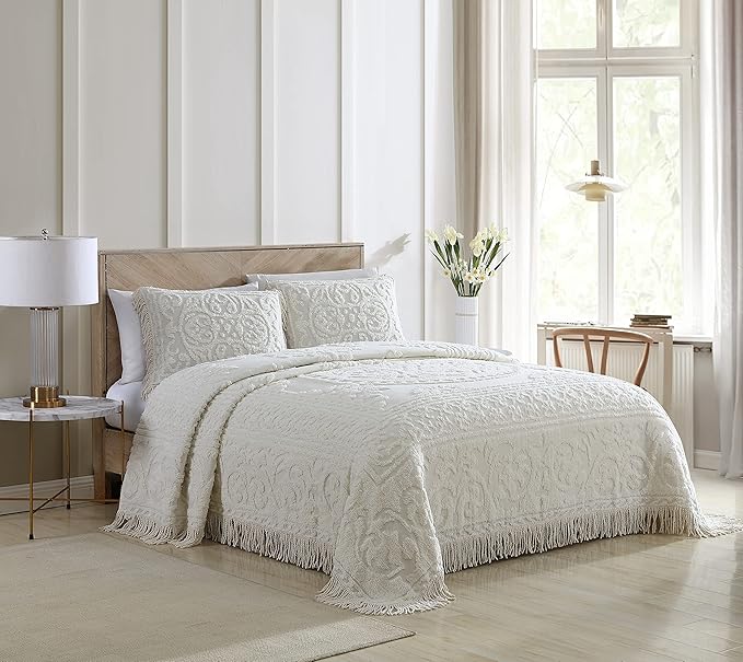 Beatrice Home Fashions Medallion Chenille Bedspread, Standard Sham - Image 2