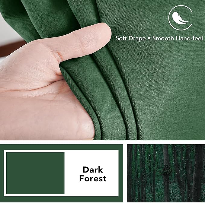 Deconovo Blackout Curtains, Thermal Insulated, W52 x L45 2 Panels, Back Tab - Image 7