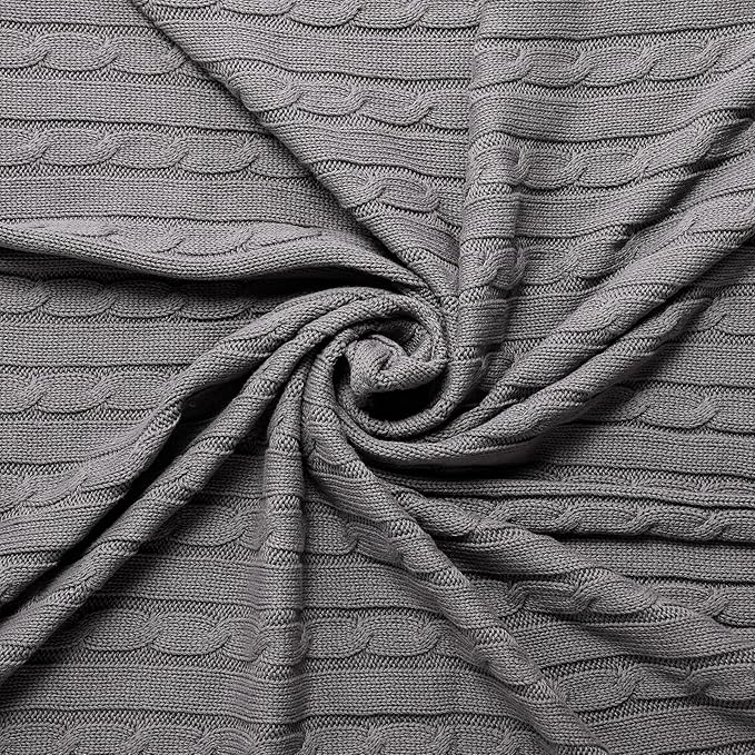 100% Cotton Cable-Knit Throw Blanket: 60" x 70", Ultra Soft, Breathable - Image 6