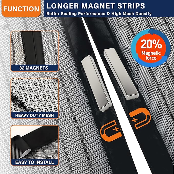 Magnetic Screen Door，Screen Door Mesh，Keep Bugs Out, Heavy-Duty Mesh Curtain - Image 4