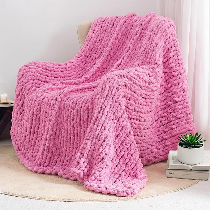 Chunky Knit Throw Blanket 60"X 80", 100% Handmade - Image 7