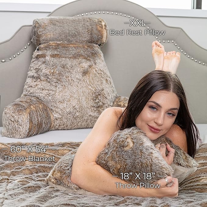 Husband Pillow XXL Ultra Rare Baby Chinchilla Backrest, Two-Tone Reversible - Image 6
