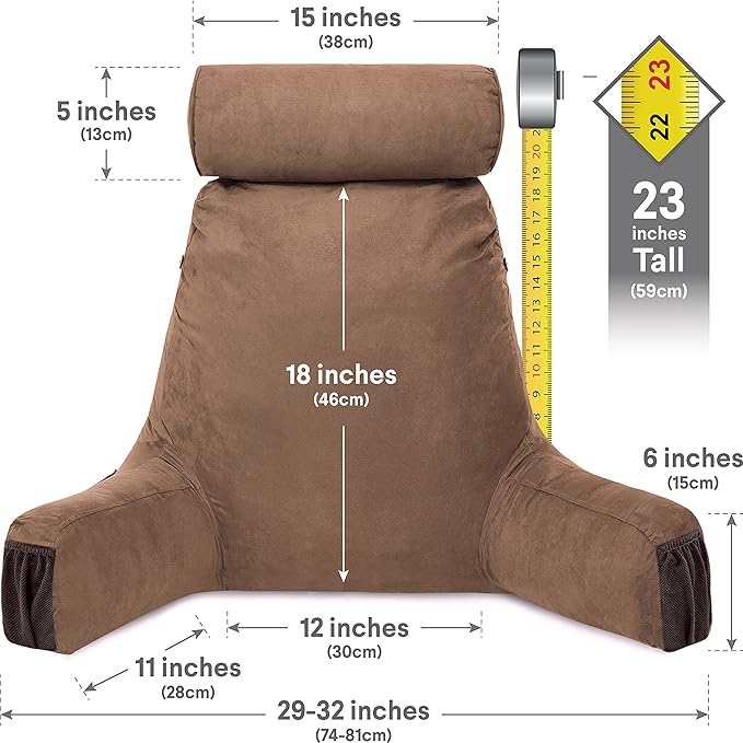 Husband Pillow Medium Aspen Edition Saddle Brown, Sit Up Reading & Bed Rest - Image 3