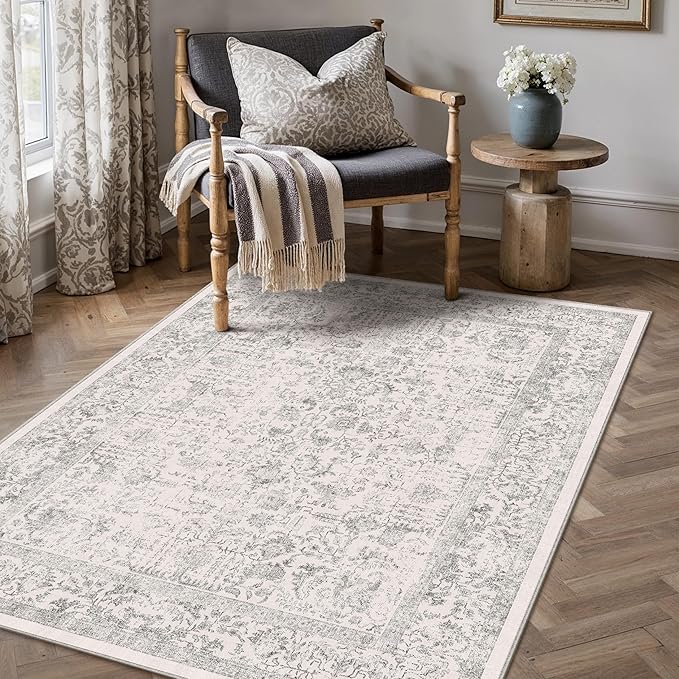 Gray Area Rug 3x4 Office Entryway Rug Machine Washable Kitchen Vintage - Image 5