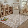 Beige 4x6 Area Rug Moroccan Shag Office Washable Carpet Soft Non Shedding by PureCozy