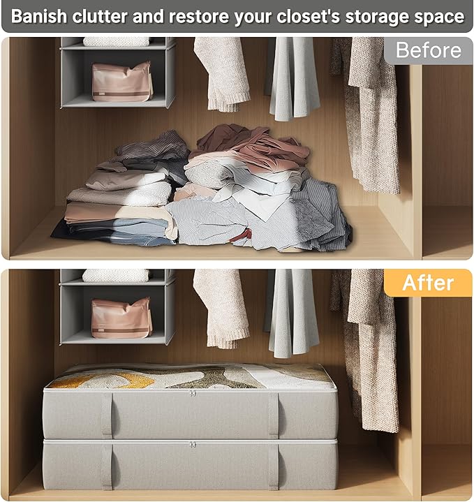 2-Pack Under Bed Storage Containers, 8 Inches Tall Underbed Clothes Storage - Image 4