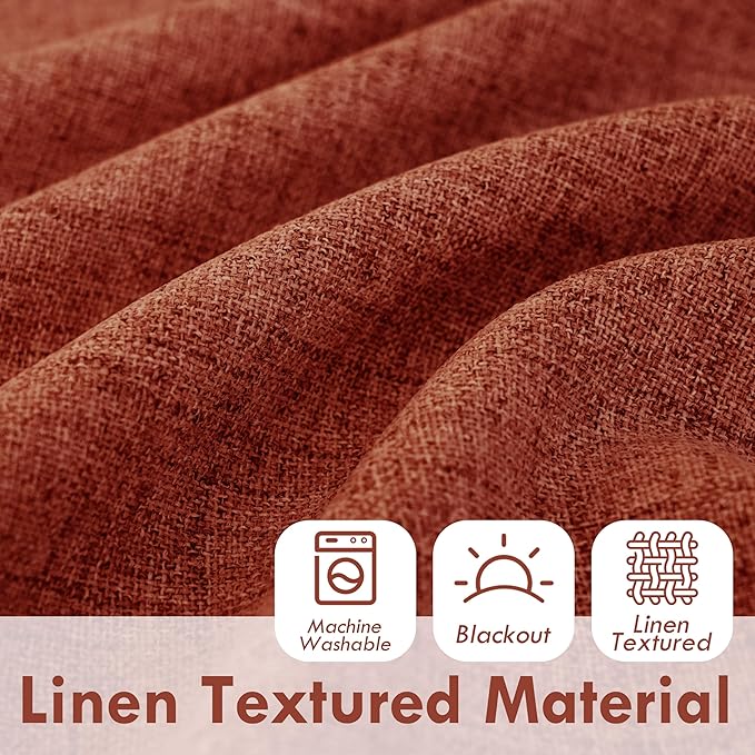 DriftAway Double Layer Linen Blackout Tie Up Curtains Thermal Insulated Fully - Image 2