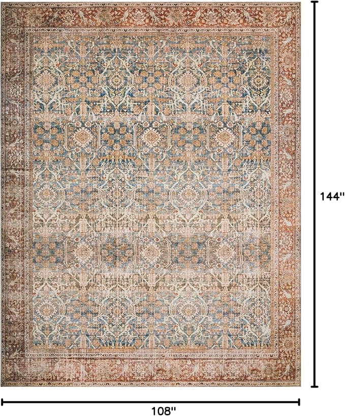 Loloi Layla Collection LAY-04 Ocean/Rust 9'-0" x 12'-0" .13" Thick Area Rug - Image 2
