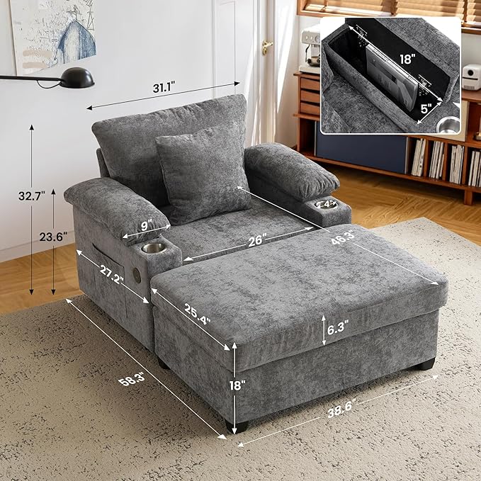 SUNWAVE 58" Chaise Lounge Chair - Image 2