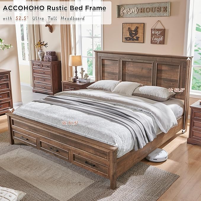 ACCOHOHO Farmhouse King Size Bed Frame - Image 3