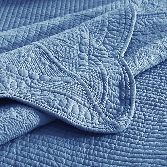 MarCielo 3-Piece 100% Cotton Oversized Bedspread Lightweight Quilt Coverlet - Image 7