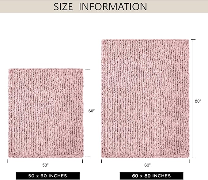 Chunky Knit Throw Blanket 50"X 60", 100% Handmade - Image 9