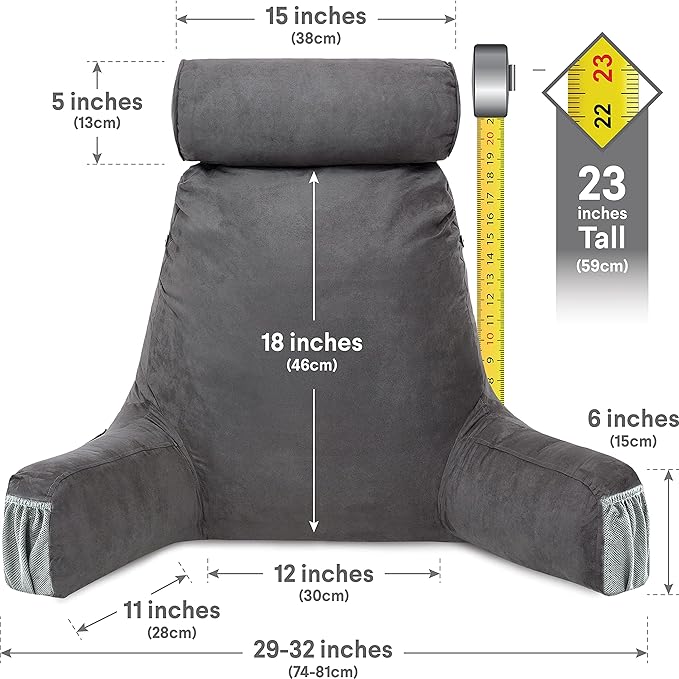 Husband Pillow Medium Aspen Edition Iron Grey, Sit Up Reading & Bed Rest - Image 4