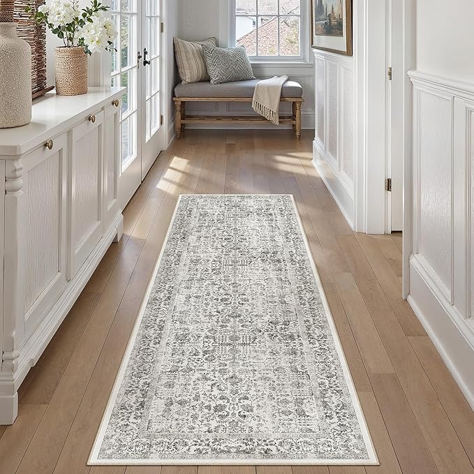 Black Runner Rug 2'6"x8' Washable Carpet by PureCozy