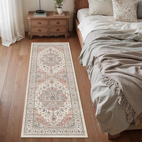 2x6 Vintage Runner Rug Low Pile Runners Non-Slip Machine Washable Rug Retro - Image 2