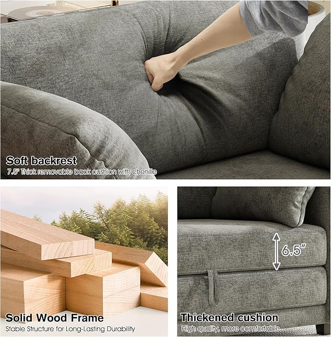51" Loveseat Sleeper Sofa Bed, Chenille Convertible Floor Sofa Bed - Image 5
