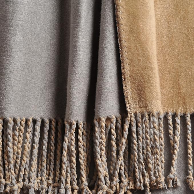 EP Mode Reversible Fringed Mulberry Silk Throw Blanket - Image 6