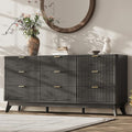 63'' Wide 9 Drawers Dresser for Bedroom, Modern Fluted Vertical Chest by TROJMHome