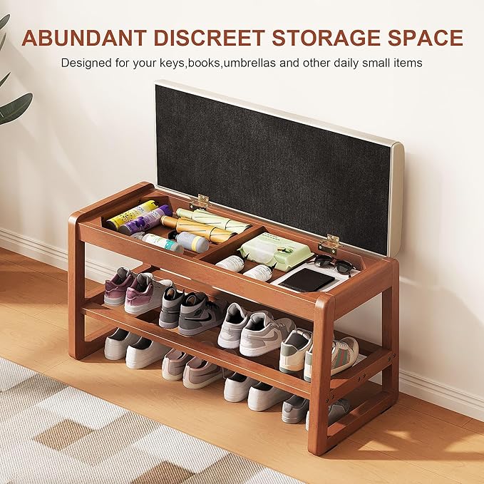 Shoe Bench Storage Rubberwood - Image 3