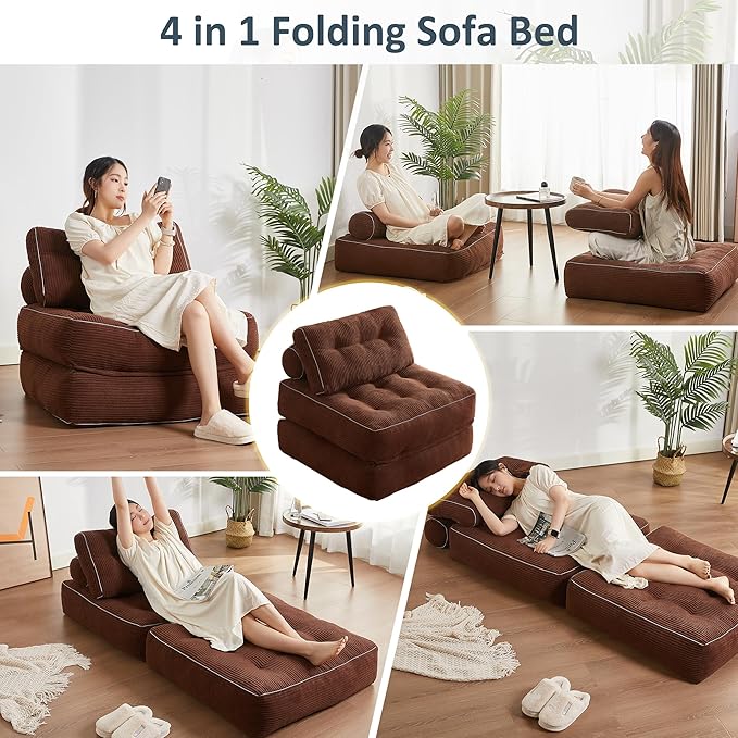 Folding Chair Bed, Futon Sofa Bed, Floor Couch - Image 3