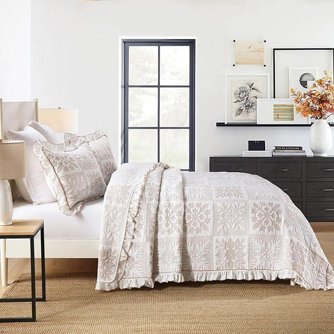 MarCielo 3-Piece 100% Cotton Oversized Bedspread Lightweight Quilt Coverlet - Image 10